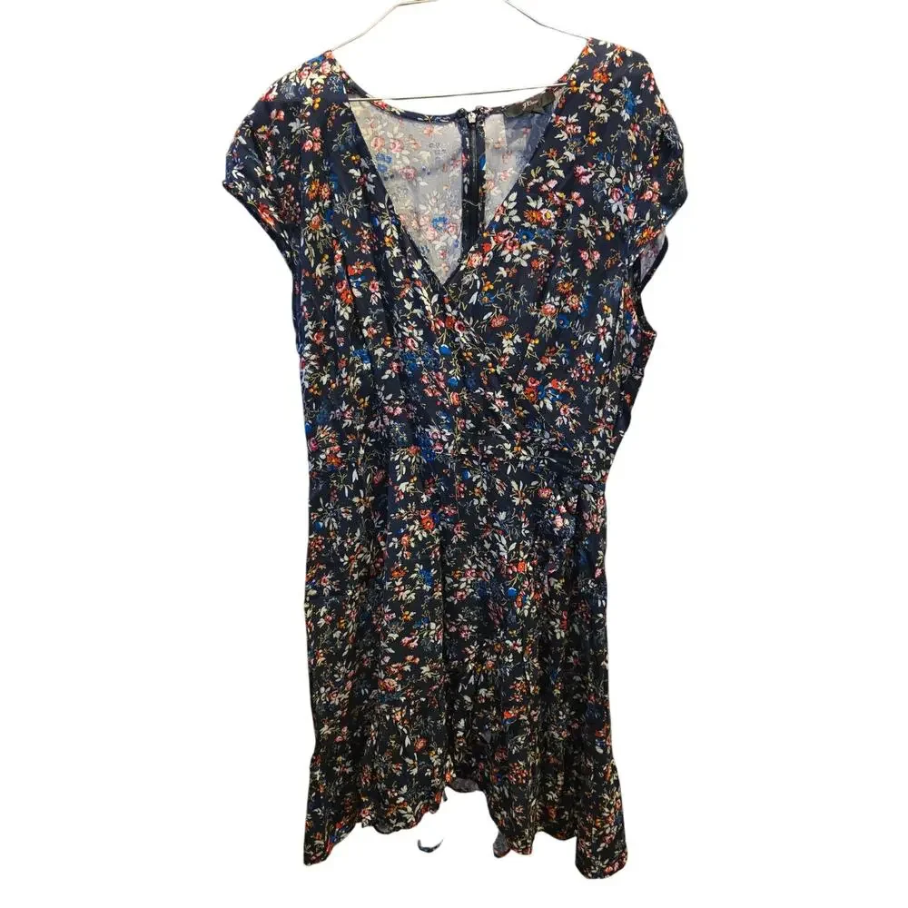 J Crew Midi Dress 6‎ Womens V Neck Cap Sleeve Floral Multicolor Summer